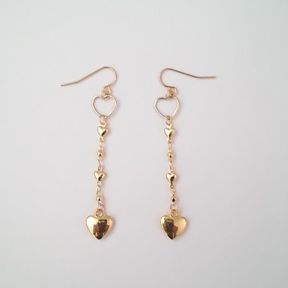 Gold Heart Dangle Earrings